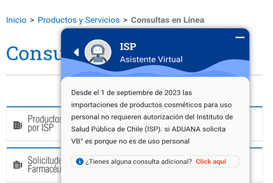 Fotografía del sitio web del Instituto de Salud Pública (ISP)